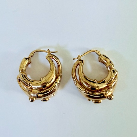 Hannah Jewett Jewelry - Hannah Jewett “Dark Star” gold plated sterling silver hoop earrings